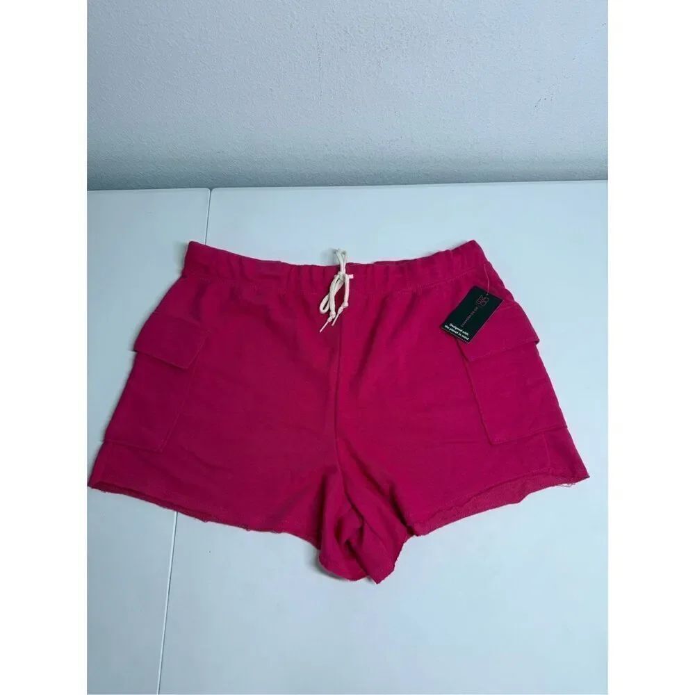 NWT No Boundaries Size XXL(17/19) Cargo Knit SweatShort Junior's Fuchsia Burst
